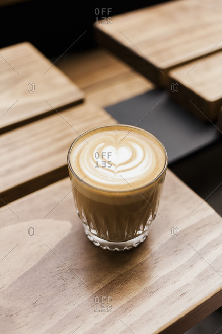Latte on a coffee shop table