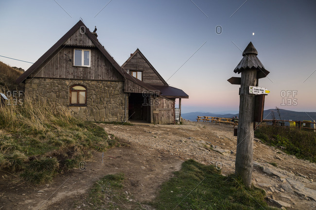 Europe, Poland, Podkarpackie Voivodeship, Bieszczady, Polonina Wetlinska Bieszczady National Park, Chatka Puchatka