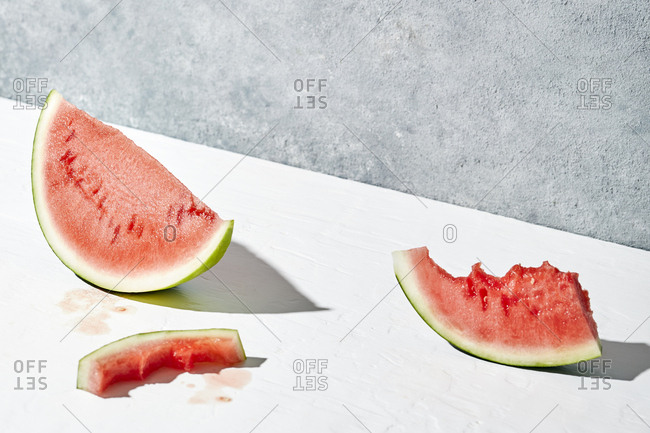 Still life of sliced watermelon slices