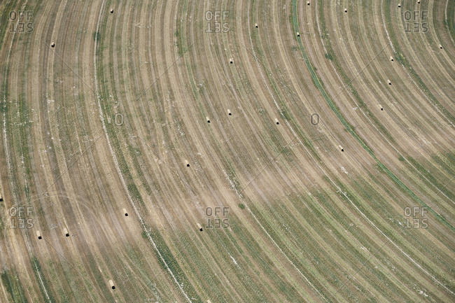 USA- Aerial photograph of contour farming after harvest in Western Nebraska