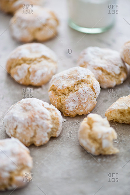 Close up of sugary flaky biscuits