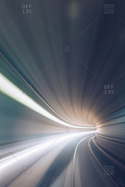 Flash in tunnel with fast moving blur effect