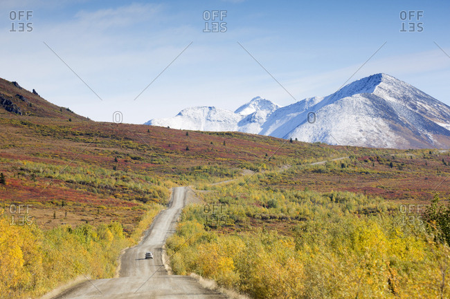 Scenic view of highway in fall, Yukon, Canada