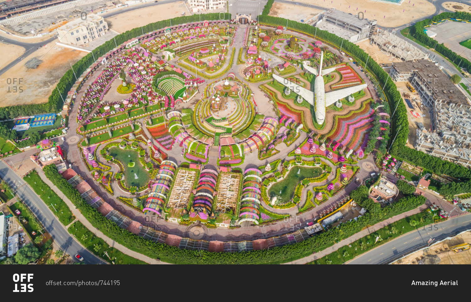 February 28, 2018 Aerial view of The unusual colorful Dubai Miracle