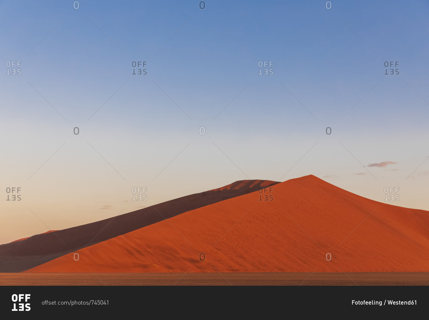 Africa- Namibia- Namib desert- Naukluft National Park- red-hot sand dune at afterglow