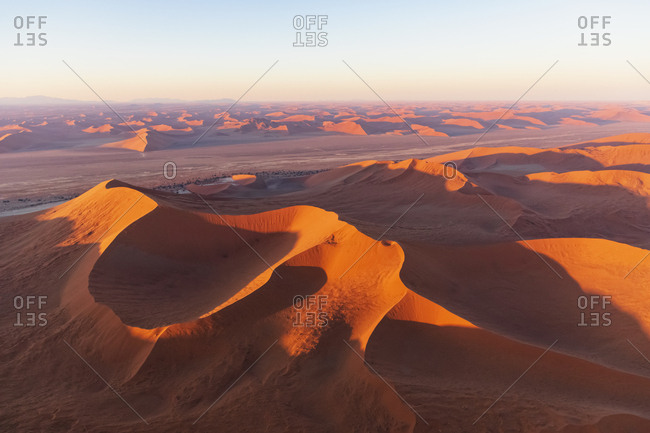 Africa- Namibia- Namib desert- Namib-Naukluft National Park- Aerial view of desert dunes