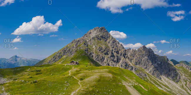 Germany- Bavaria- Allgaeu- Allgaeu Alps- Fiderepass hut and Hammerspitze