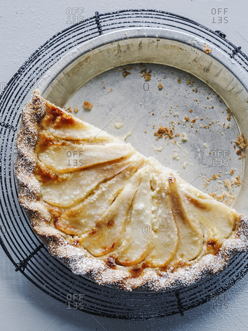 Half of a pear custard pie
