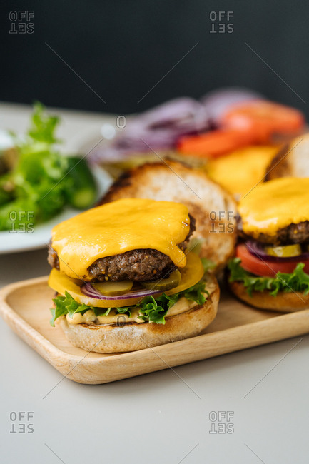 Fresh cooked cheeseburger