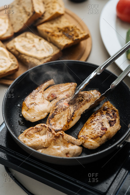Skillet with chicken