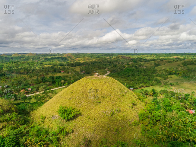 Aerial view of Chocolate hill in Sagbayan area, Philippines.