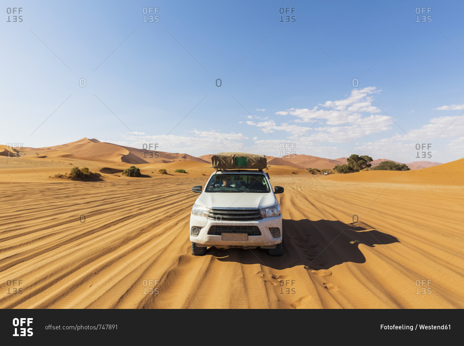 Africa- Namibia- Namib desert- Naukluft National Park- off-road vehicle on sand track