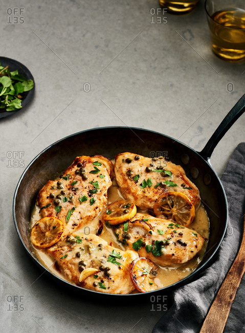 Charred lemon chicken piccata