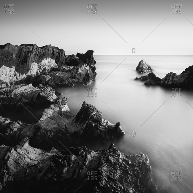 Sea rocks and silky water at Arasaki coast, Miura Peninsula, Japan ...