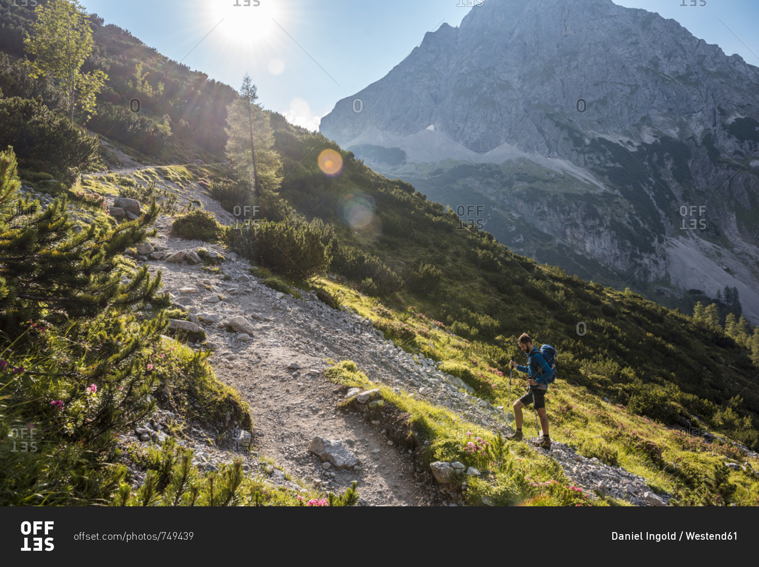 Austria, Tyrol, Young man hiking in the mountains