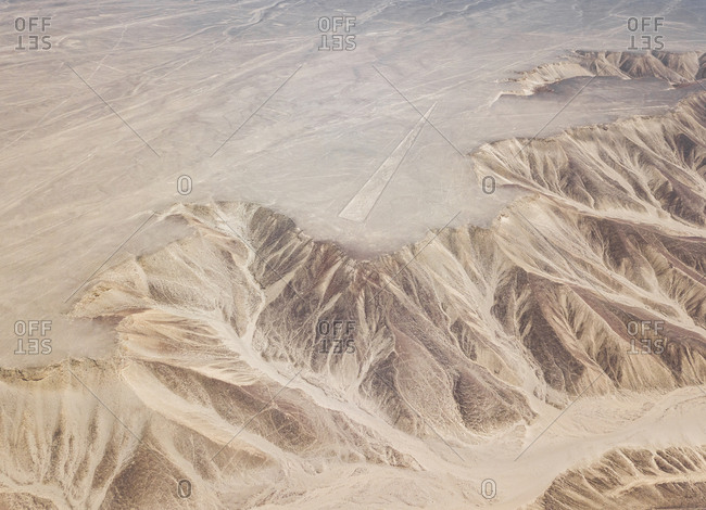 Aerial abstract view of Nazca desert, Peru