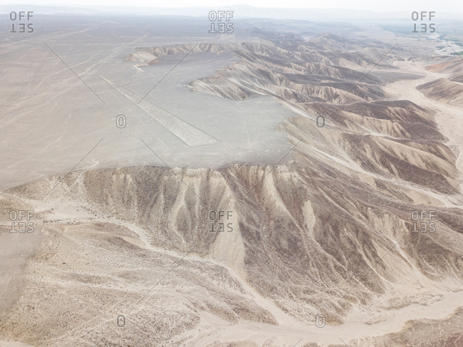 Aerial abstract view of Nazca desert, Peru