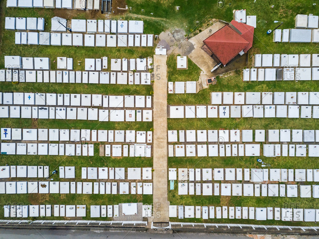 Aerial view of gravestones in Cementerio de Cot, Costa Rica