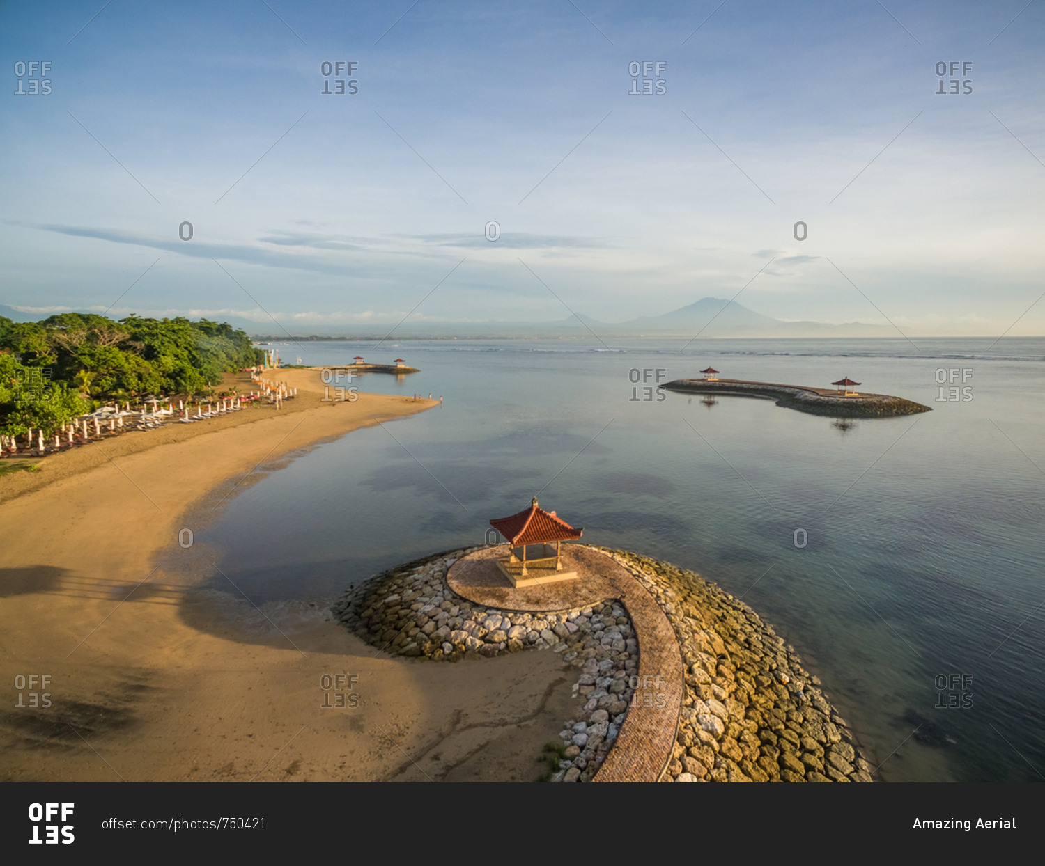 Aerial abstract  view of man made coastal stone formation 