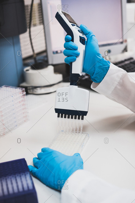 Person using laboratory equipment