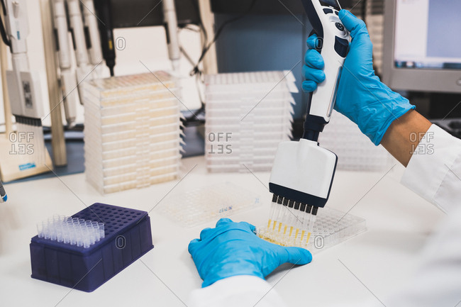 Person using laboratory equipment