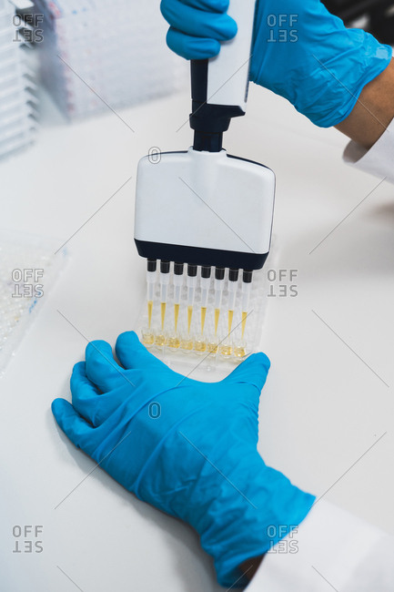 Person using laboratory equipment