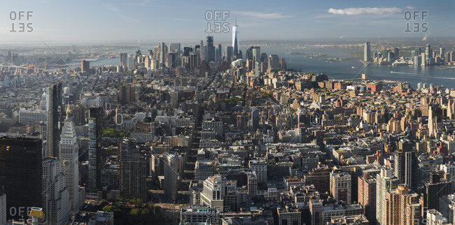 May 24, 2017: View of the empire State Building direction Lower Manhattan, One World Trade centre, Hudson River, Manhattan, New York city, New York, the USA