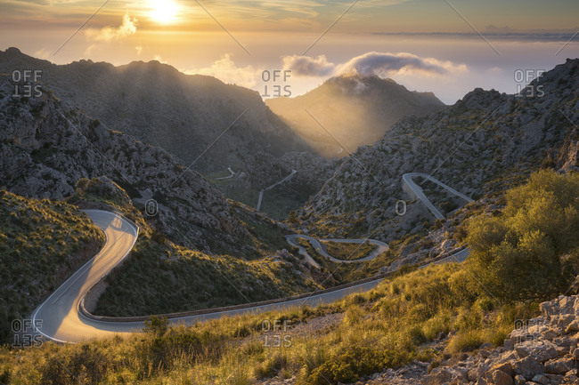 View of the Coll des Reis, Tramuntana, Majorca, the Balearic Islands, Spain