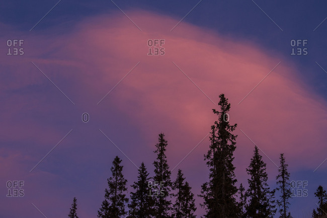 Panoramic dawn over Meraker Lodge Trondelag Norway Europe