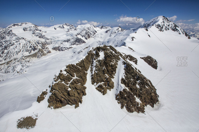 Aerial view of Peak Dosegu and Peak San Matteo Valtellina Lombardy Italy Europe