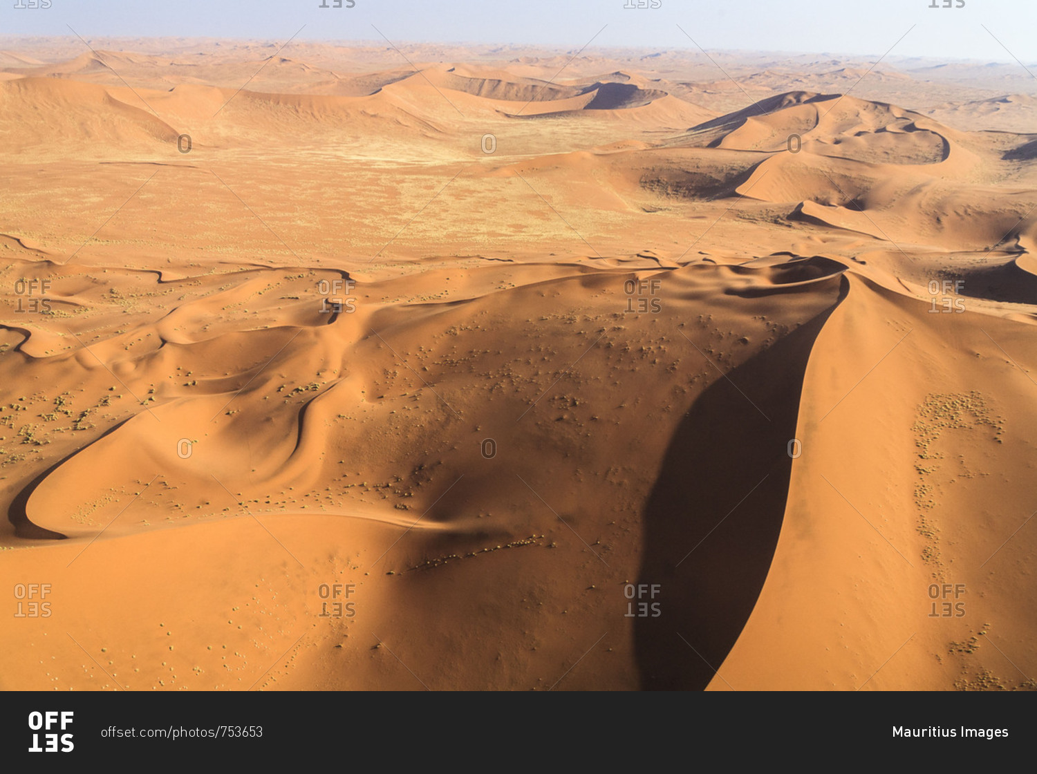 Aerial view of the sand dunes modeled by wind  Namib Desert Namibia Southern Africa
