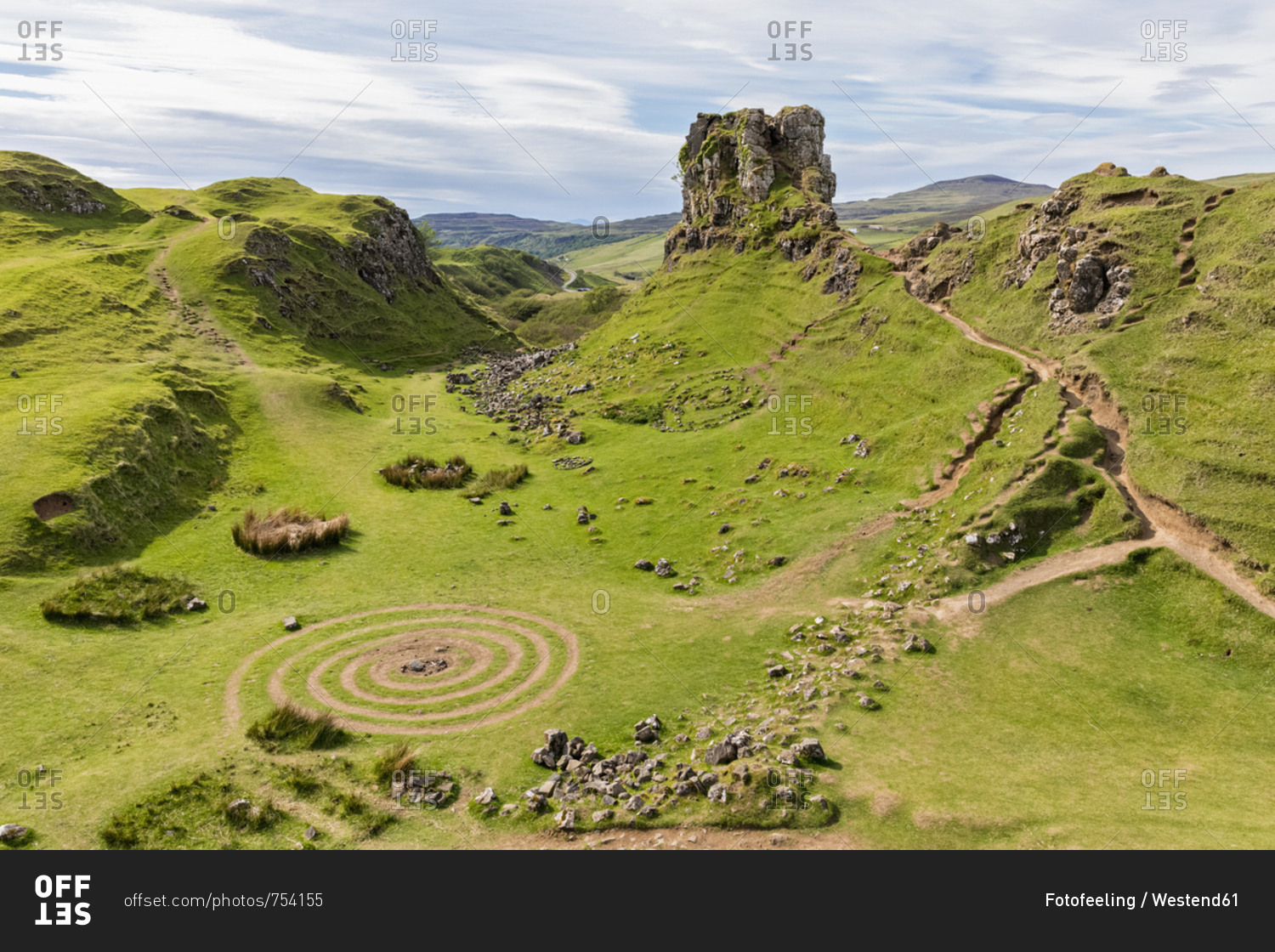 UK- Scotland- Inner Hebrides- Isle of Skye- Trotternish- Balnacnoc- Fairy Glen and Castle Ewen