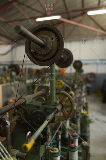 Close-up of loop machine in rope making industry