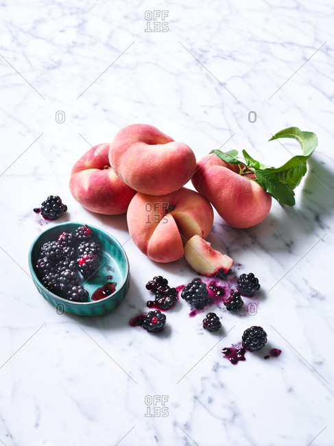Doughnut peach and blackberries