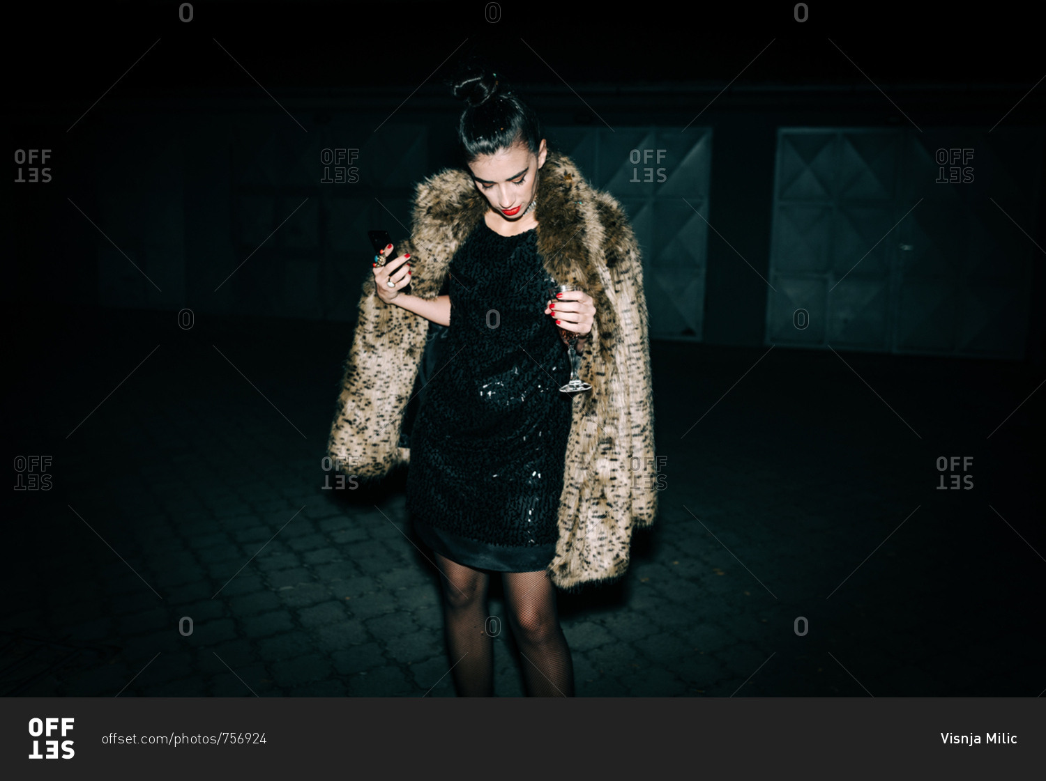 Sequin dress clearance with fur coat