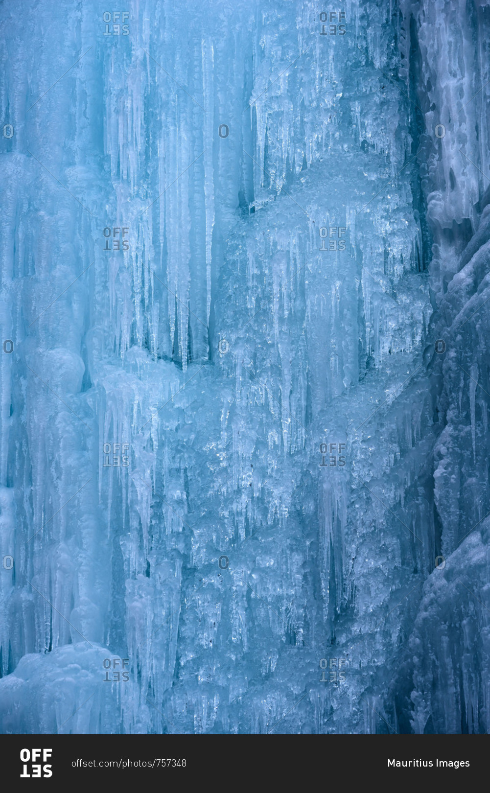 Blue ice in a waterfall in Hohe Tauern, Austria
