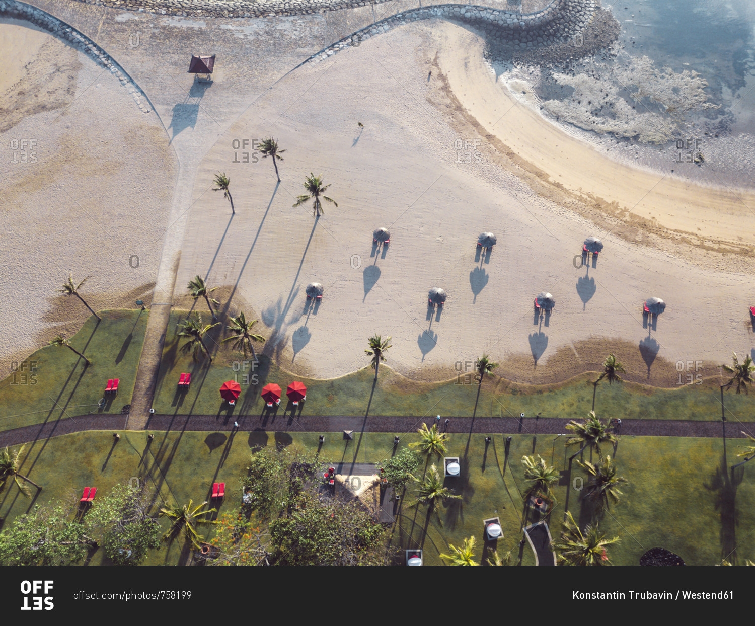 Indonesia- Bali- Aerial view of Nusa Dua beach in the morning