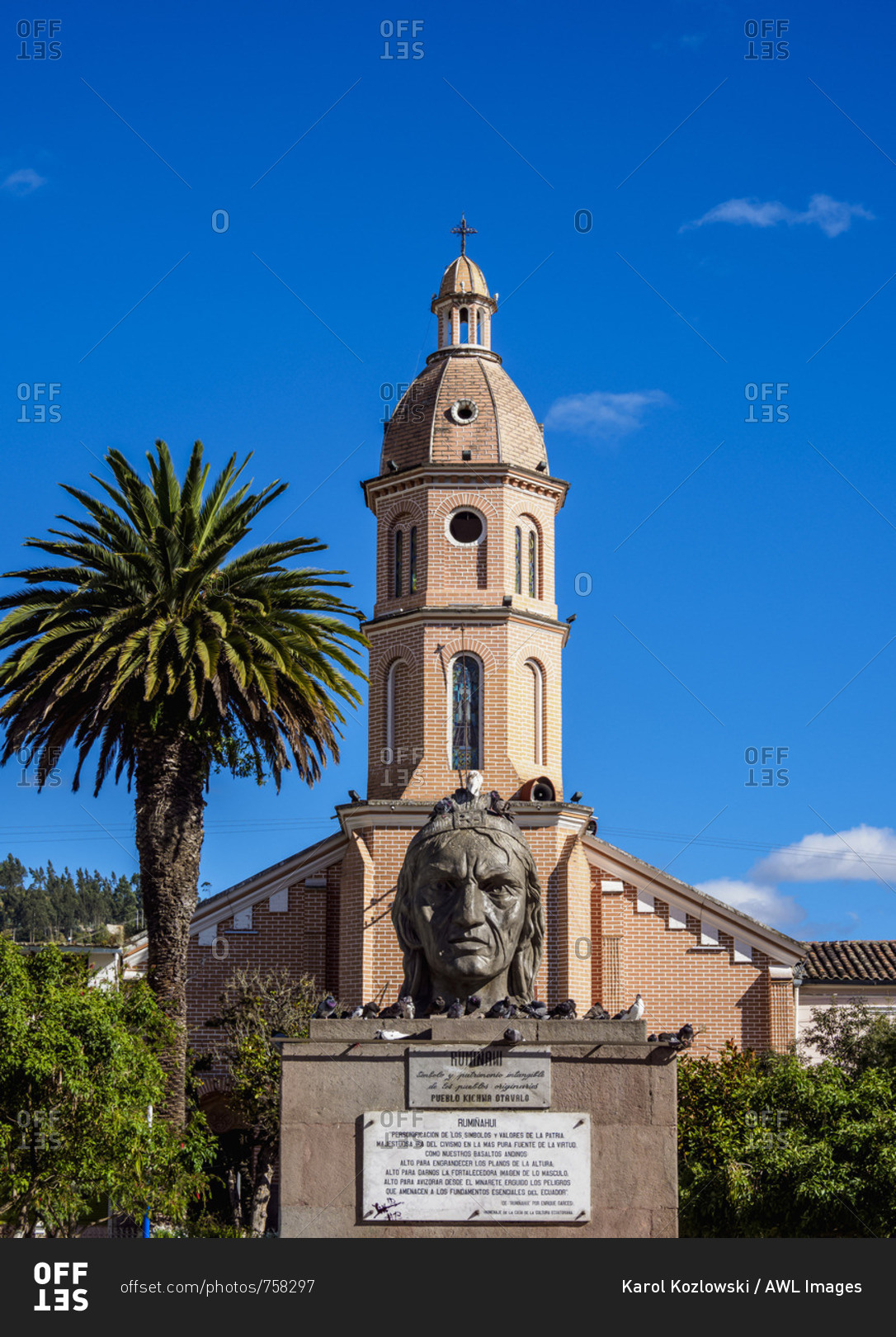 Ruminawi Monument and San Luis Church, Simon Bolivar Park, Otavalo ...