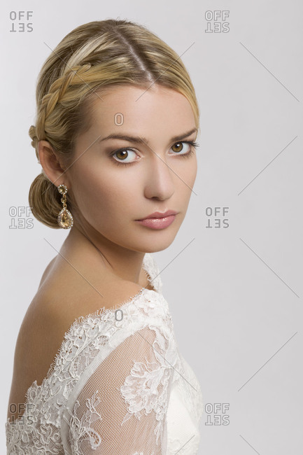 Young Woman Bride Wedding Dress Bridal Make Up Bridal