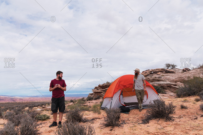 Travelers at tent in Grand Canyon