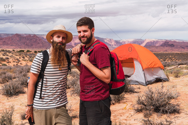 Travelers at tent in Grand Canyon