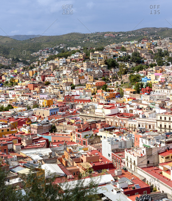 September 29, 2016: Mexico, Guanajuato, Guanajuato, Panoramic and Textures of the city colors