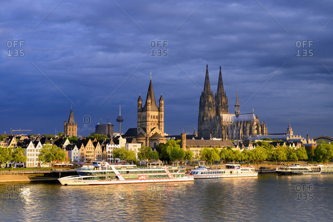 May 18, 2017: Germany, North Rhine-Westphalia, Cologne, K�ln, Rhine, View over Cologne city center