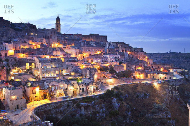 Italy, Basilicata, Matera district, Matera, Sassi di Matera, the typical districts of the old town carved out of the rocks