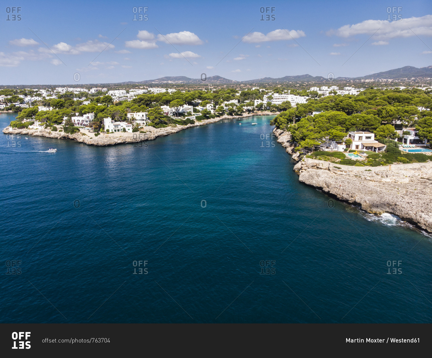 Spain-  Balearic Islands- Mallorca- Coast of Cala d'or and bay Cala Ferrera- holiday homes and villas