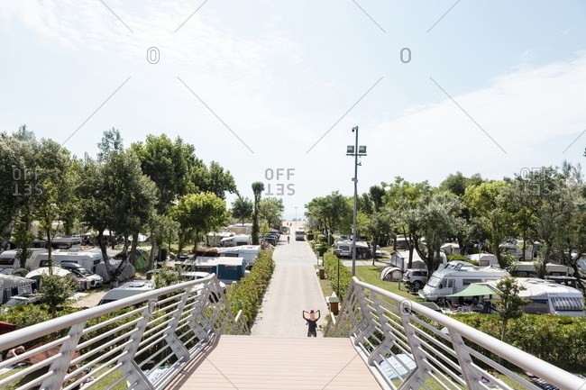 Venice, Italy - May 31, 2018: Walkway through Marina di Venezia campground in Punta Sabbioni