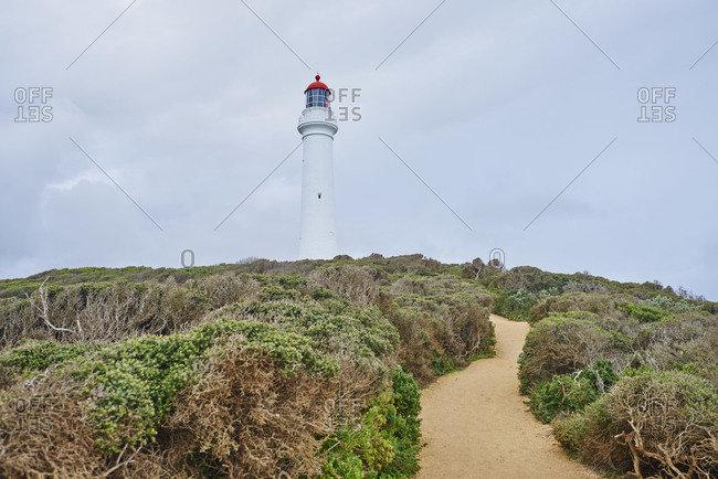 Lighthouse (Split Point Lighthouse), Spring, Cloudy, Aireys, Great Ocean Road, Victoria, Australia, Oceania