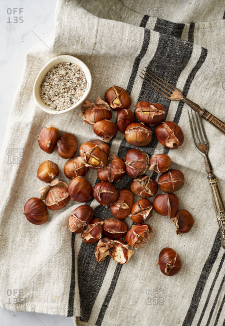Freshly roasted chestnuts