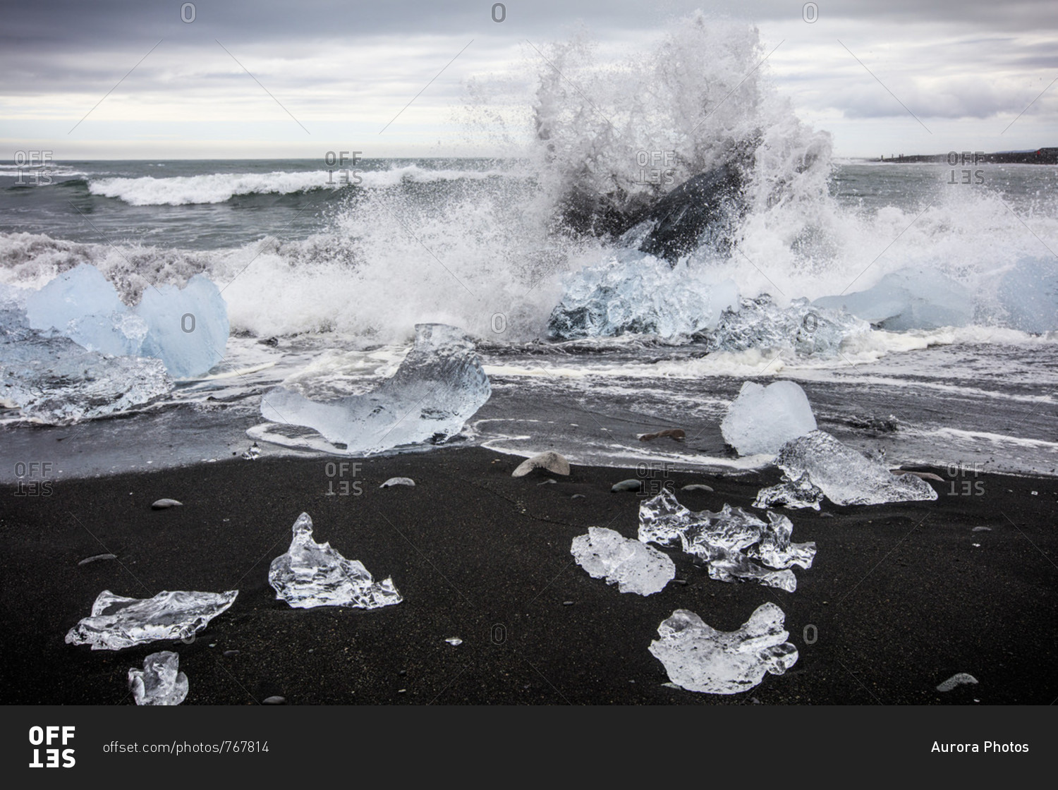 Diamond Beach is one of Iceland's most iconic travel destinations. Located in Southeastern Iceland about two hours from the town of Vik, the black sand beach has pieces of iceberg that wash ashore from Jokulsarlon Glacier Lagoon. The Lagoon has grown four