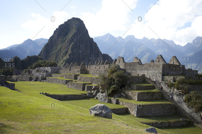Lush Lawns Spread out from Machu Piccu Ruins, Peru